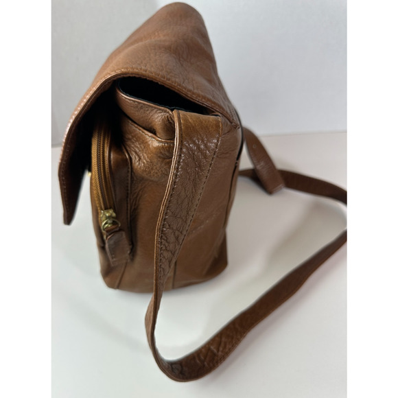 Hobo International Brown Leather Fold Over Flap Shoulder Bag Crossbody Purse - Picture 12 of 16